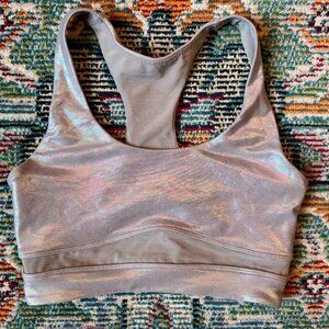 Lorna Jane Gloss Irridescent Silver Sports Bra Size Small